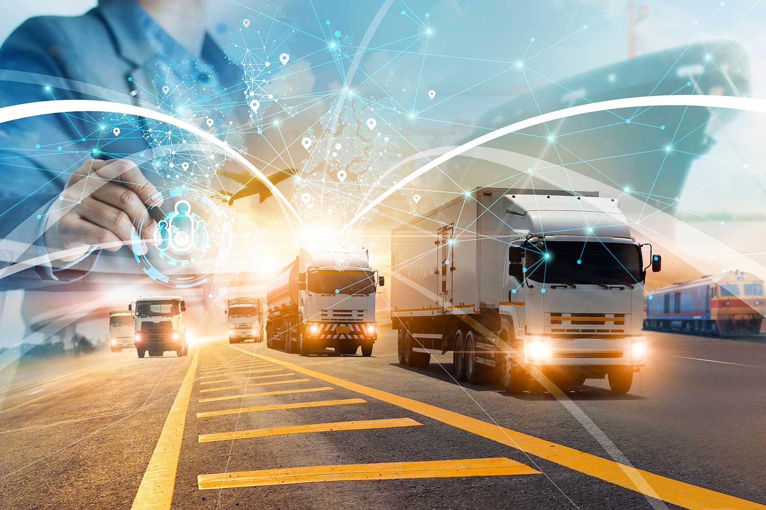 freight brokers can be responsible for personal injuries, freight broker concept with vehicles, technology and decision maker